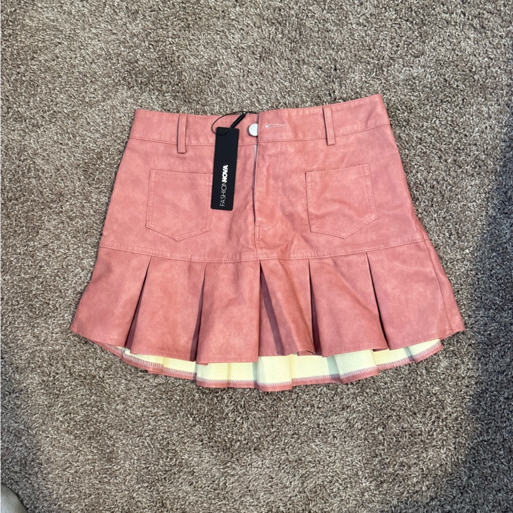 Pink Pleated Mini Skirt